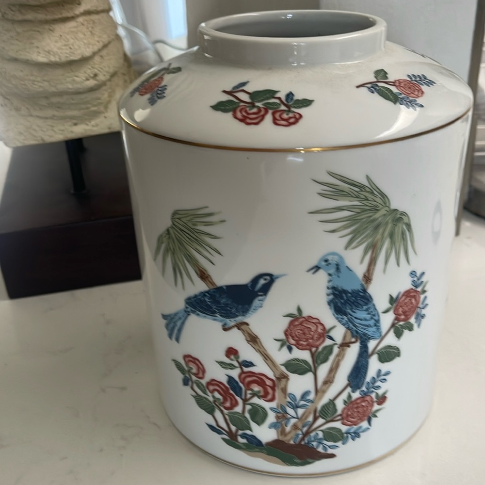 Vintage Mikado ChinaTaste Seller by Sigma Ginger Jar Vase Birds Rose Chinoiserie